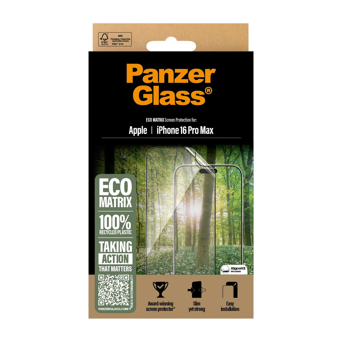 PanzerGlass® ECO MATRIX Displayschutz iPhone 16 Pro Max | Ultra-Wide Fit